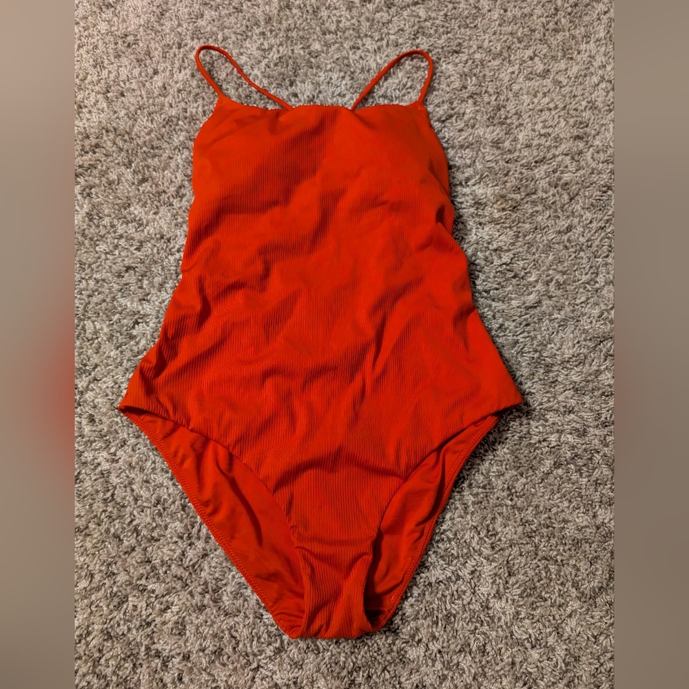 Vs Swim Red Ribbed Corset Back
